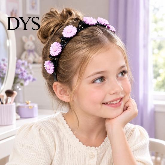 Decoratieve Hoofdbanden voor Vlechten Bloemenhoofdband Meisjes, Schattig Gevlochten met Mini Haarclips, Antislip Creatieve Accessoires Feestdagen Dubbele Laag