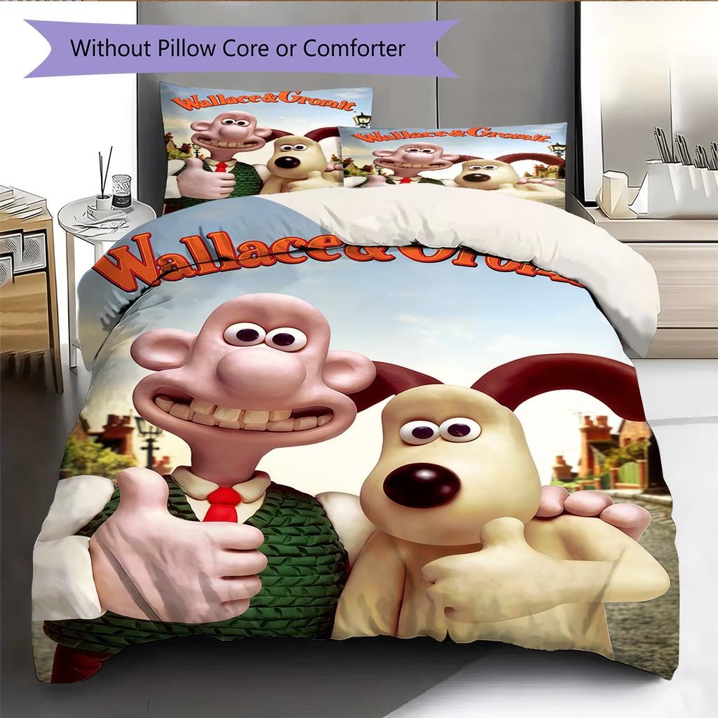Wallace & Gromit Bedding Quilt Set Quilt Cover Pillowcase Home Decoration Birthday Gift (1 * duvet cover + 2 * pillowcase, without core)