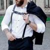 Adjustable PU Leather Suspenders Elastic Suspenders Mens Dress Suspenders for Casual Wear