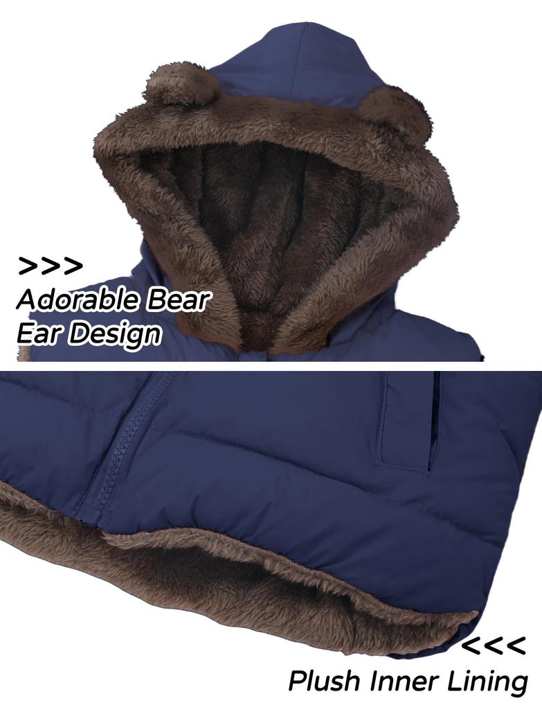 AIEOE Baby Down Cotton Cotton Bear Fluffy Perfect for Dark Size 100 Vest, Children's Jacket, Sleeveless, Fall/Winter Outerwear, Padded, 2-Way, Kids'