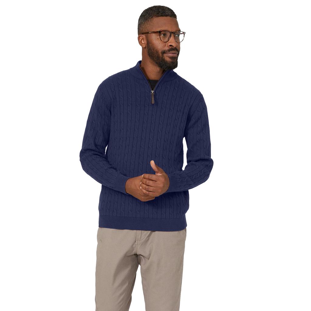 Maine Mens Cable Cotton Half Zip Jumper