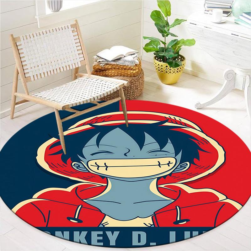 One Piece Monkey D Luffy Round Area Rug Carpet Rug For Living Room Bedroom Sofa Playroom Decor Nonslip Floor Mat