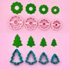 4Pcs 3D Printed Christmas Tree Wreath Polymer Clay Cutters for DIY Jewelry Making Earrings Necklaces Pendant Soft Molds Tools