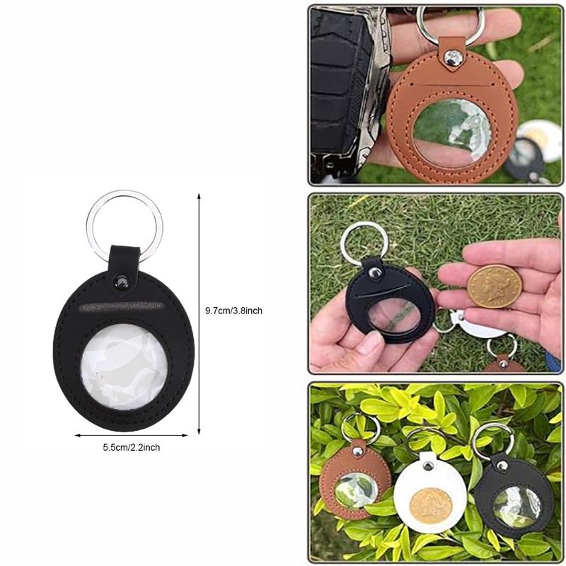 PU Leather Coin Holder Keychain Double Side Coin Display Case Medallion Sobriety Coin Recovery Chip Airtag Challenge Coin NEW