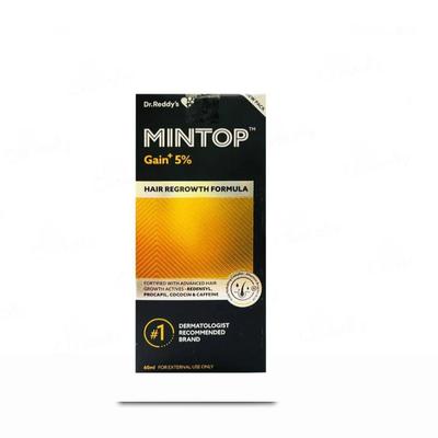 Mintop Gain+ 5 Topical - Bottle of 60ml Solution with Minoxidil and Finasteride X (Pack of 4)