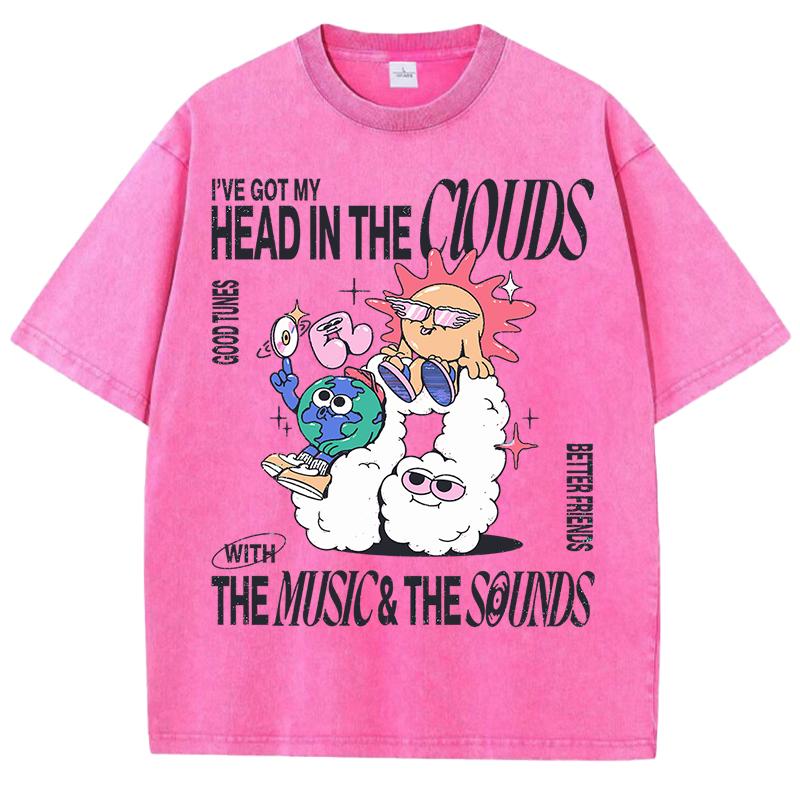 

Мультяшная футболка с принтом Солнца и Земли, мужская дышащая футболка оверсайз, унисекс, модная стирка, шорты, хлопковый топ S