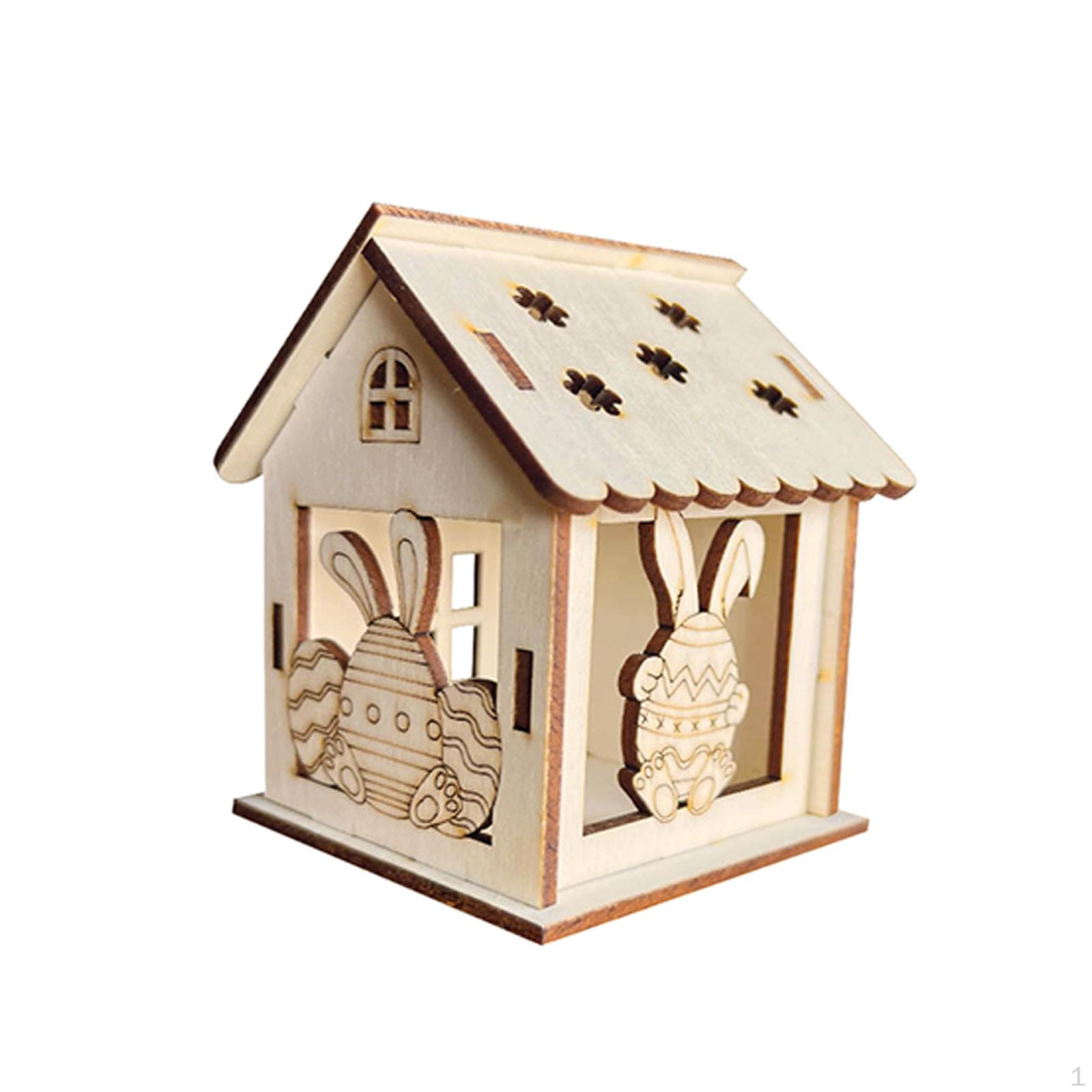 

Wooden Spring Houses Craft Kit DIY Easter Village House Arts and Crafts for Party Supplies, Style E