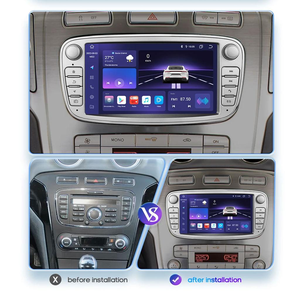 Hizpo For Ford/Focus/S-Max/Mondeo 9/GalaxyC-Max Car Radio Multimedia Video Player Navigation GPS Intelligent  Android 13 NO DVD 2din 2 Din 2.5D USB