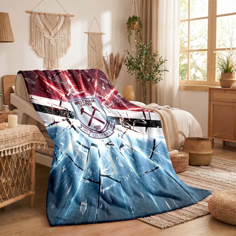 West Ham United Football Print Flannel Blanket Soft Warm Sofa Bed Throw Blanket For Home Office Bedroom