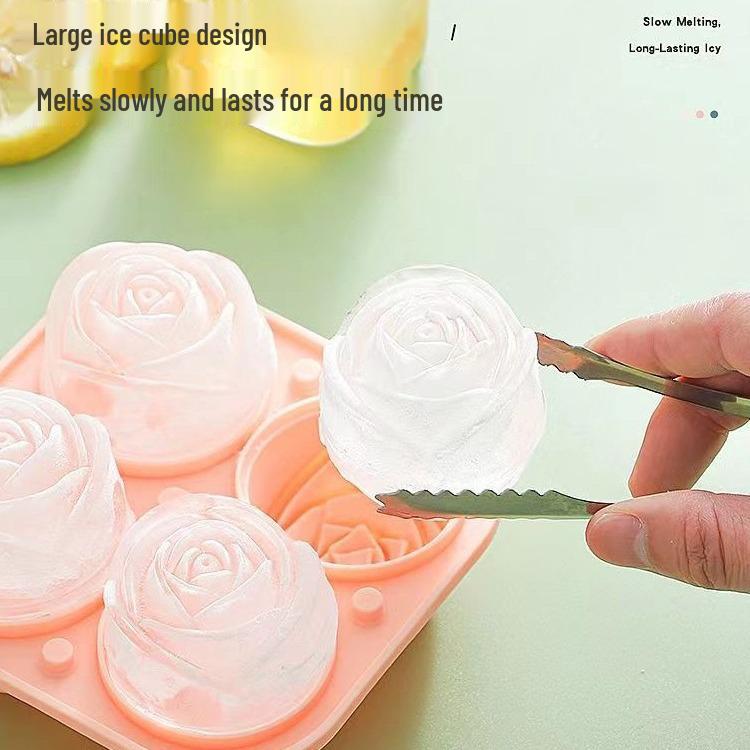 Vassoio per cubetti di ghiaccio rosa: Stampo in Silicone a 4 Cavità per Cocktail, Whiskey, Bevande e Succhi.