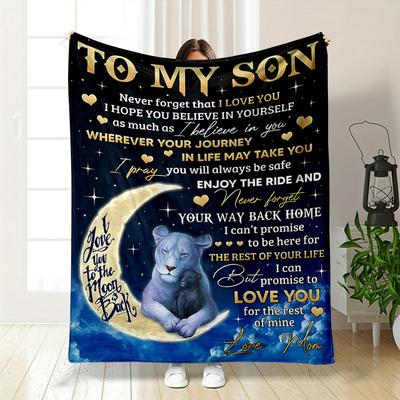 Buchstabenprint Löwe Mond Decke Schlafzimmer Decke für Wohnzimmer Sofa Mittagspause Weicher Überwurf für Festival des Freundes Geschenk