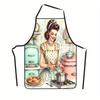 1pc Retro Kitchen Apron for Women - Vintage Housewife Cooking Humor Design Durable Polyester Fabric, Perfect for Baking Cooking