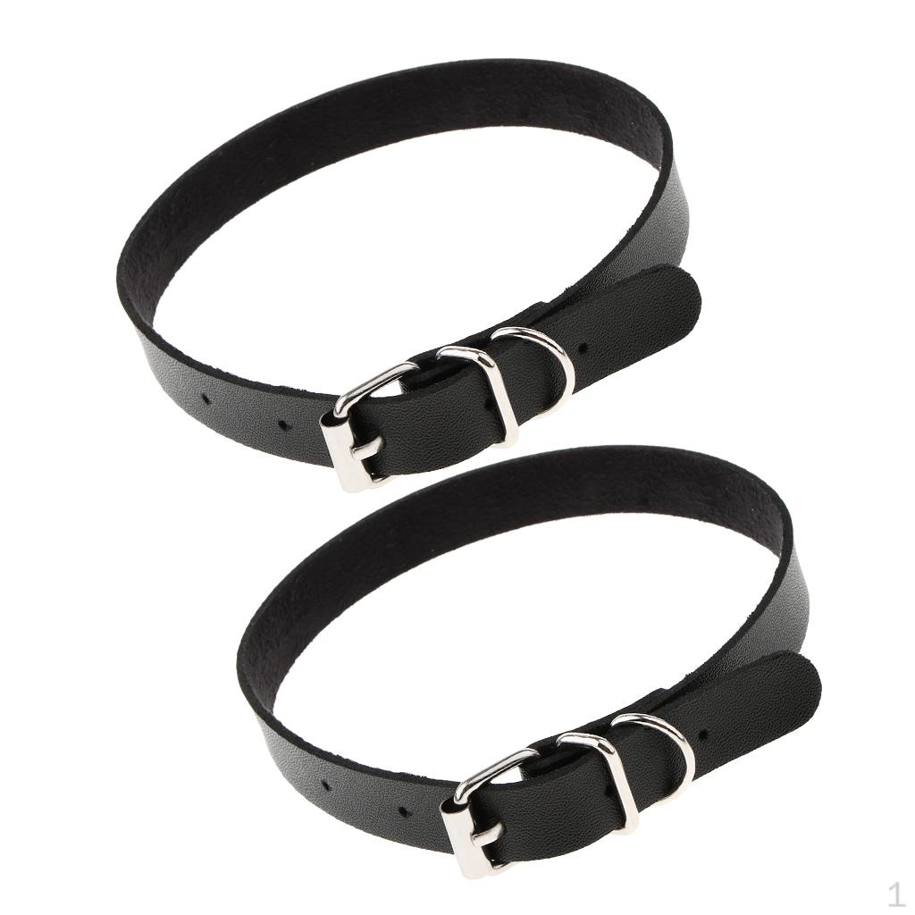 2Pcs Punk Gothic PU Leather Choker Necklace