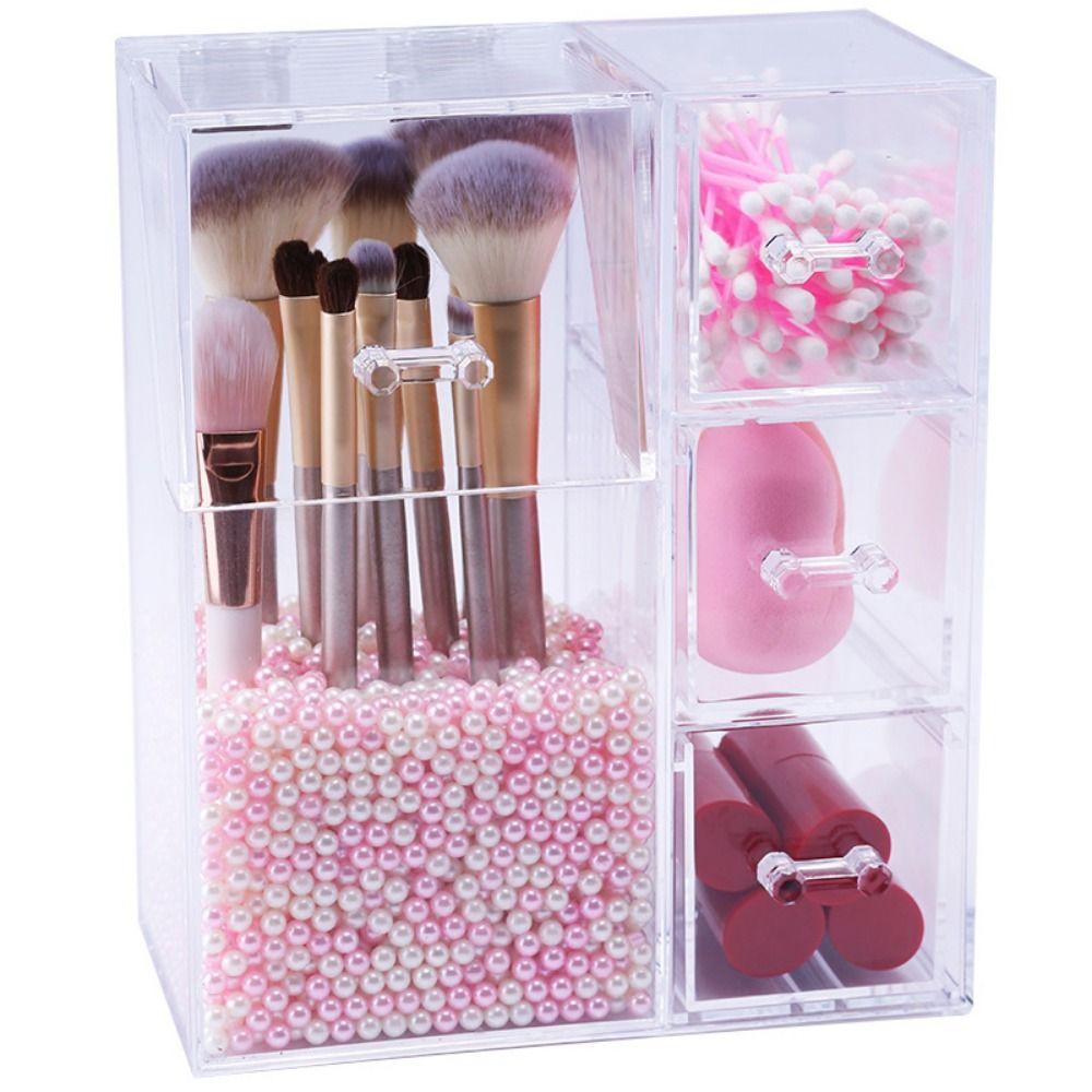 Acrylic Makeup Brush Holder Transparent Beauty Brush Container  Vanity Table