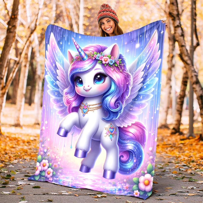 1PC Purple unicorn blanket, al season lightweigh Poster blanket home office outdoor nap multifunc Poster blanketional blanket