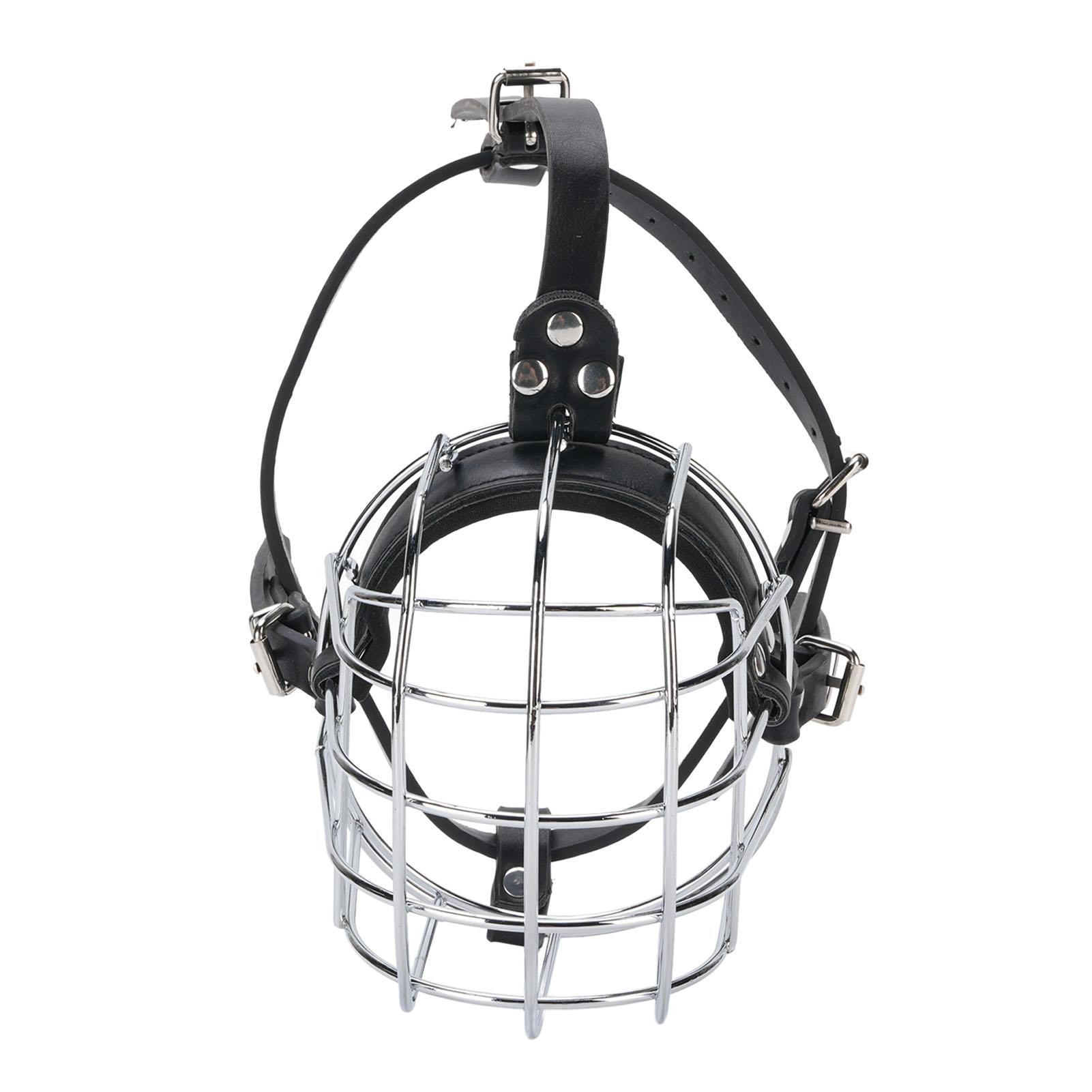 Metal Dog Muzzle with PU Leather Straps Breathable Dog Wire Basket Muzzle to Prevent Biting Suitable for Medium Large Sized Pets