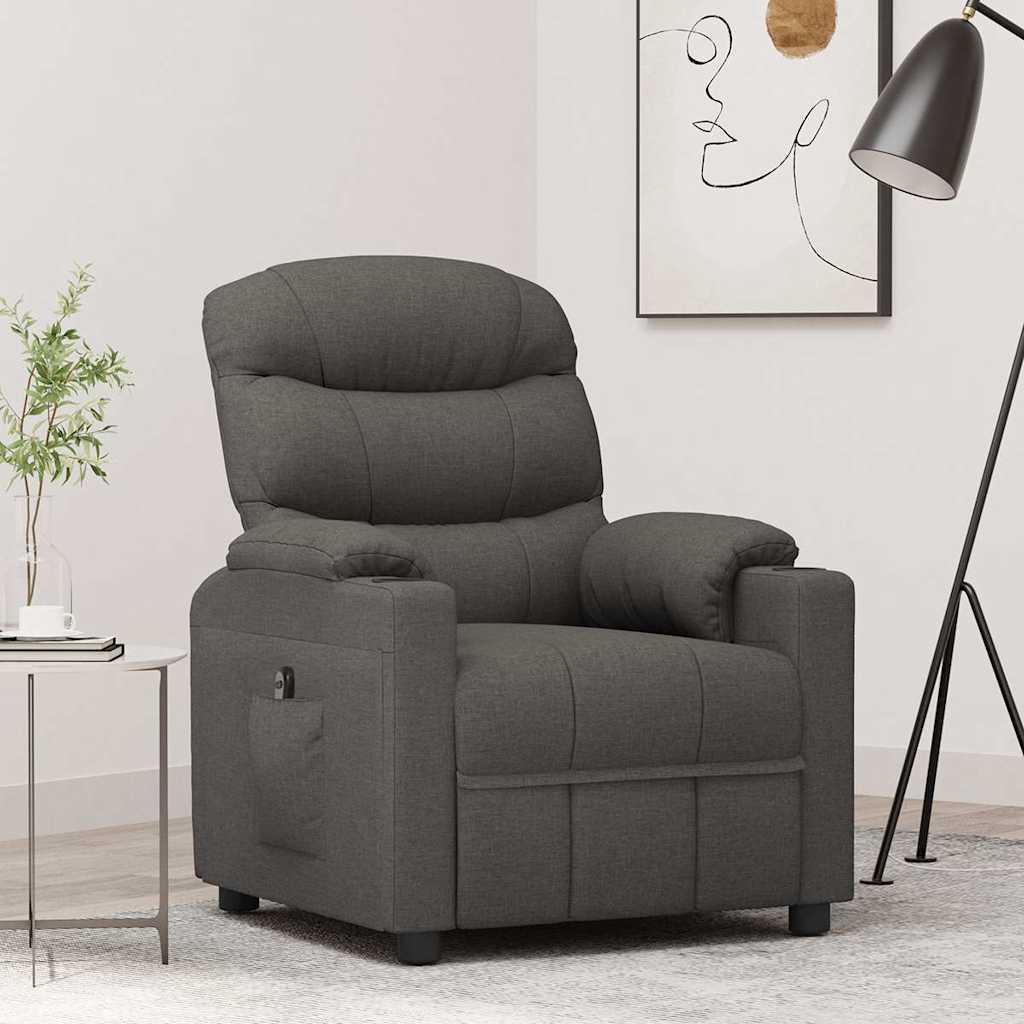 Electric Recliner Chair Dark Gray Fabric