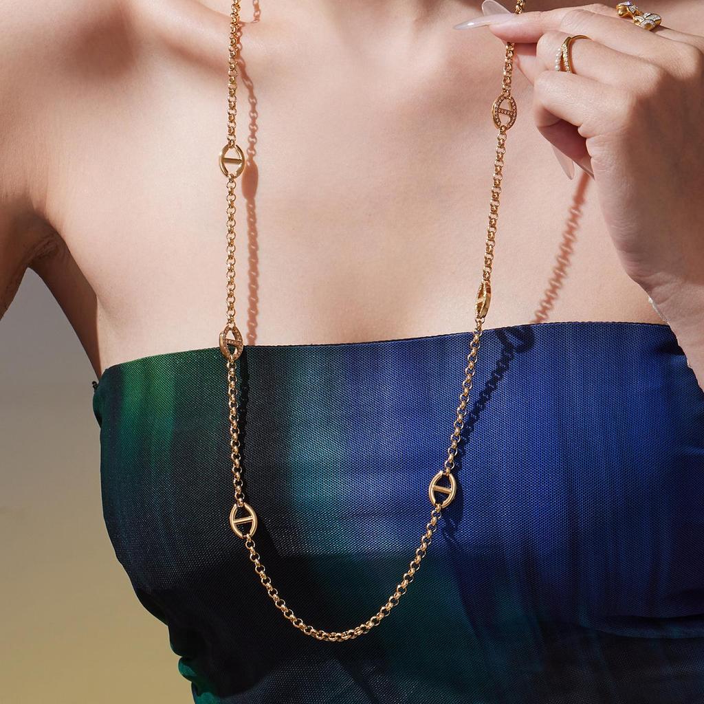 Oumaijia 18k Gold-Plated Zirconia Rhinestone Chain Necklace