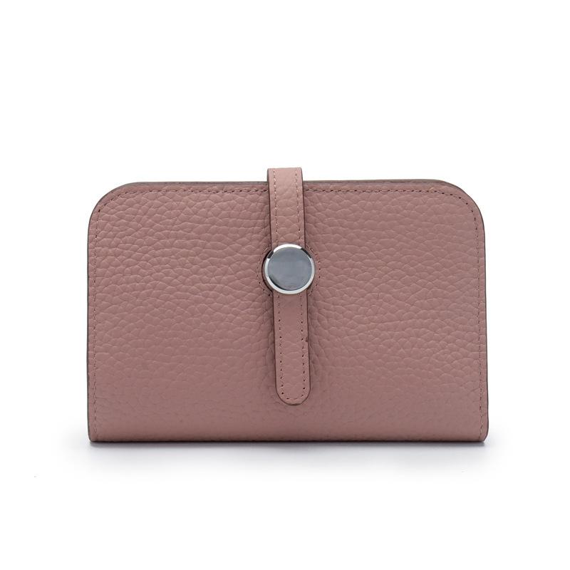 New Wallet Women's Short Genuine Leather Fashion Top Layer Cowhide Ultra-thin Strap Women's Wallet Cowhide Suit Clip