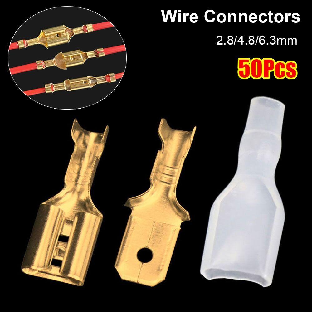 50Pcs 2.8/4.8/6.3mm Spade Terminals Female/Male Crimp Terminals New Wire Connectors