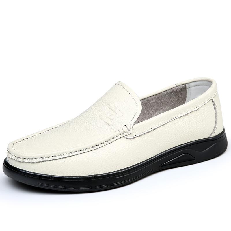 

New Genuine Leather Handmade Shoes Casual Shoes For Men Flat Platform Walking Shoe Outdoor Footwear Loafers Breathable Sneakers 44 белый