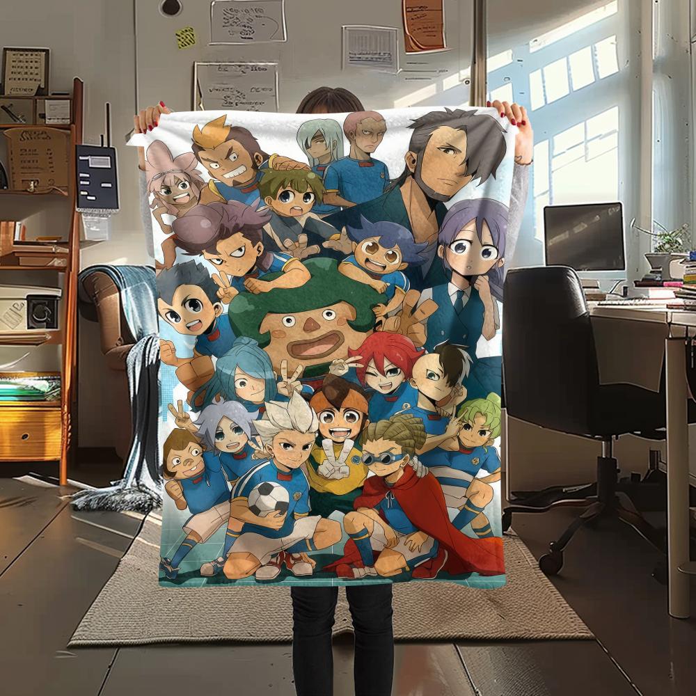 1Pc Inazuma Eleven Soccer Print Flannel Blanket, High Quality Comfortable for All Seasons, Home Decor, Warmth and Comfort, Perfect for Christmas Gifts