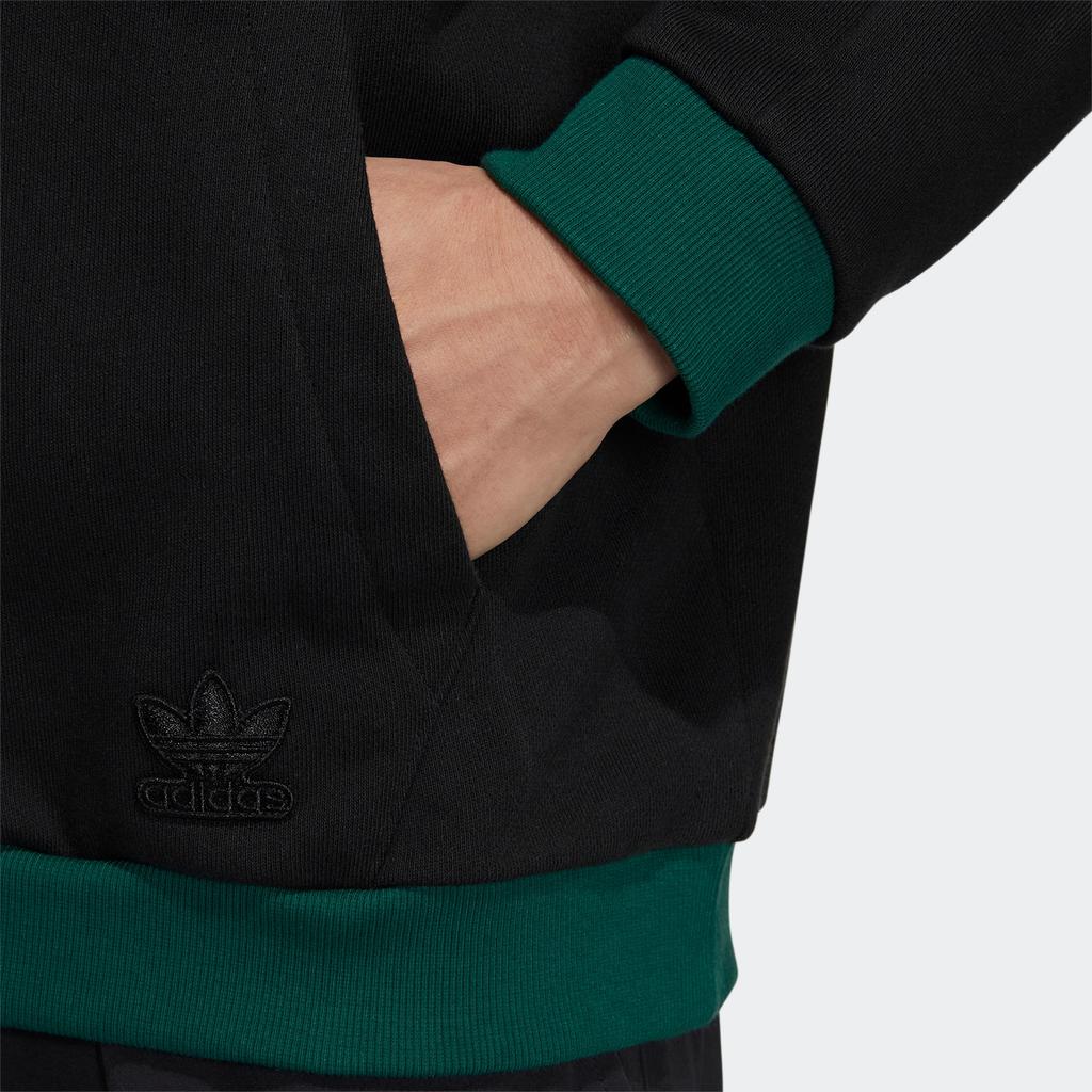 Adidas Originals Trefoil Color Block Logo Print Hoodie Men Hoodie Black HY7221