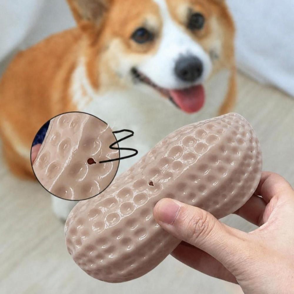 Textured Surface Peanut Dog Chew Toy Tpr Teething Chew Toy Squeaky Dog Toy Daily Dog Play