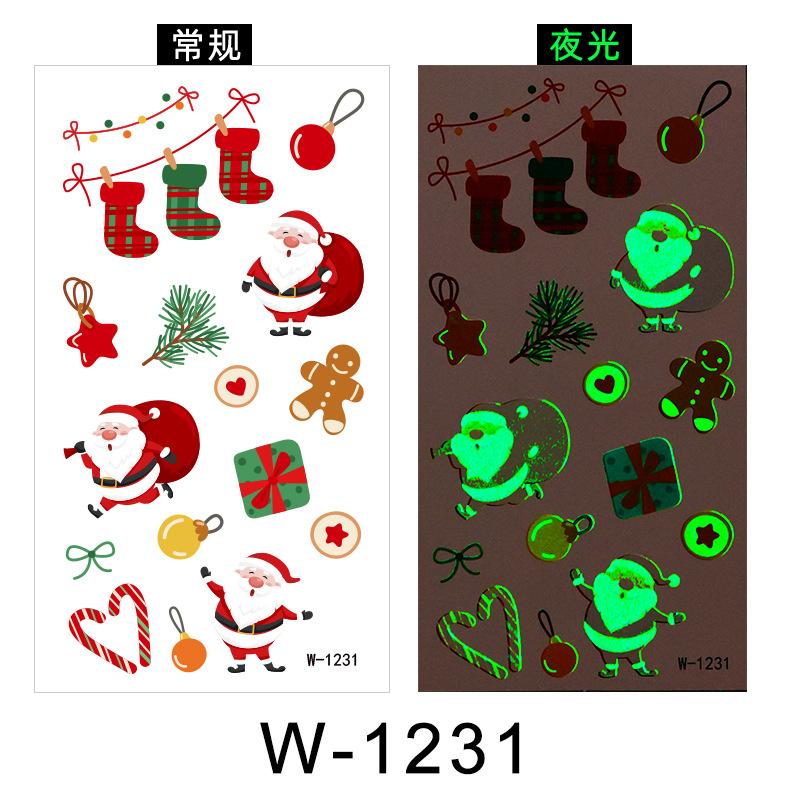 Cartoon Tattoo Sticker Waterproof Christmas Luminous Tattoo Sticker Cute Temporary Tattoo