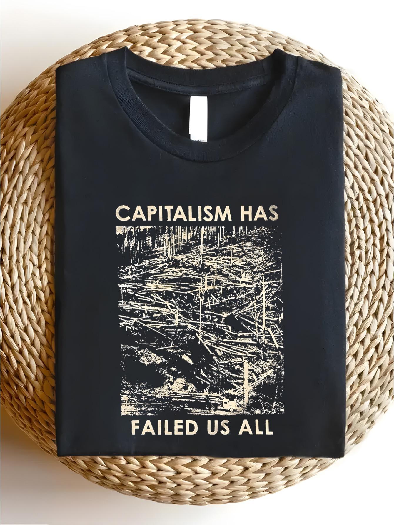 

Men S Vintage Graphic T-Shirt - Capitalism Has Failed USB All Forest Print L