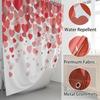 Valentines Day Shower Curtain for Bathroom, Red Hearts Romantic Pink and Red Hearts Bathroom Decor Shower Curtain Sets, Polyester Fabric Shower