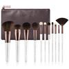 SIXPLUS White Pearl Makeup Brush Set with Cosmetic Pouch Elegance Series (11 Pieces) -