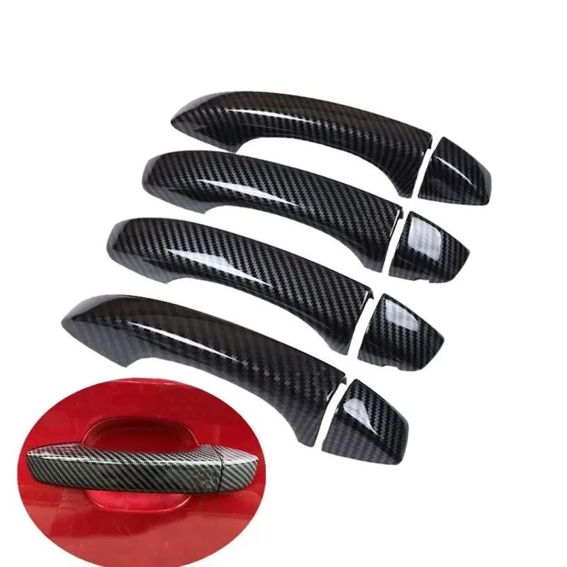 For MG HS 2018 2024 ABS Carbon Glossy Black Car Door Handle Cover Trims Sticker Car Styling Accessories