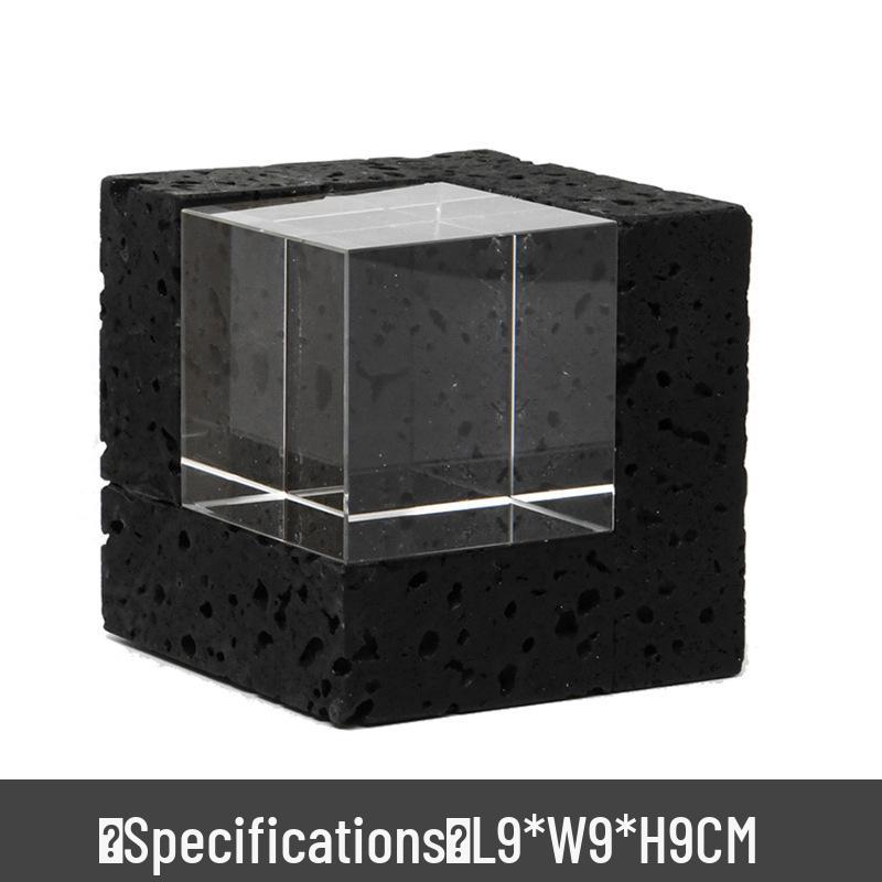 Square Crystal Resin Faux Travertine Ornament: Modern Wabi-sabi Style