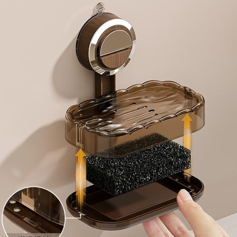 Elegante Portasapone con Ventosa Design Drenaggio Acqua Organizzatori Bagno Salvaspazio Scaffale in Plastica