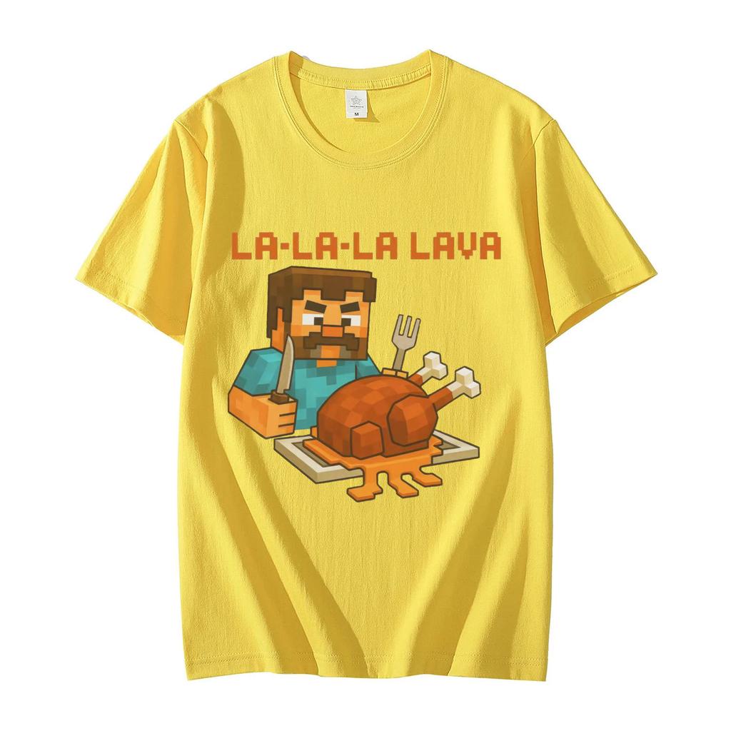 La-La-La Lava Chicken Jockey Funny Meme T-shirt Men Women Clothing Y2k Fashion Cartoon T Shirts Summer Casual Cotton T-shirts