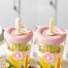 Flower Cup High Aesthetic Glass Portable Straw Cup Water Cup