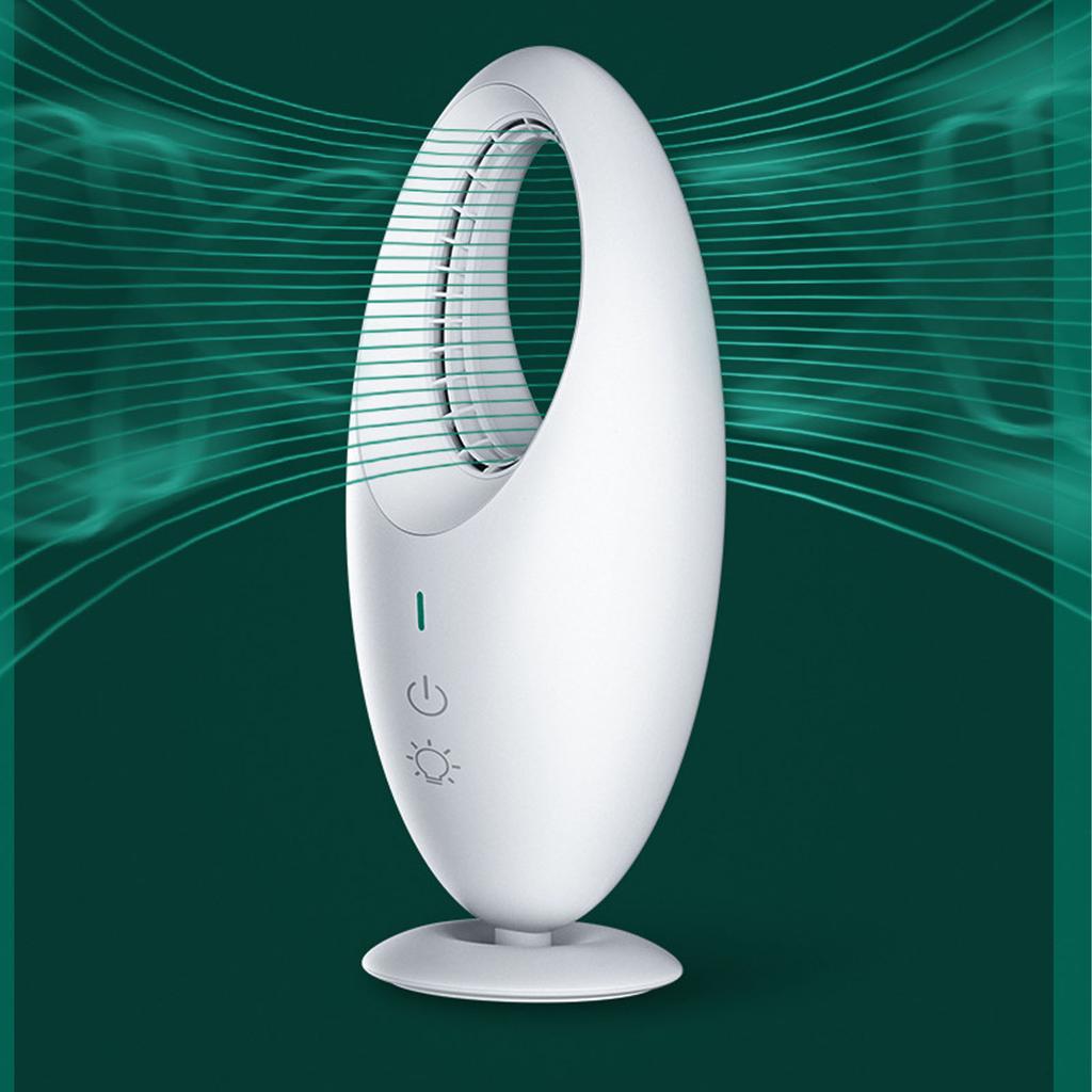 Bladeless Schreibtischventilator 3 Geschwindigkeiten Energiesparend Leise Kleiner Tischventilator mit LED-Licht für Zuhause Büro Schlafzimmer