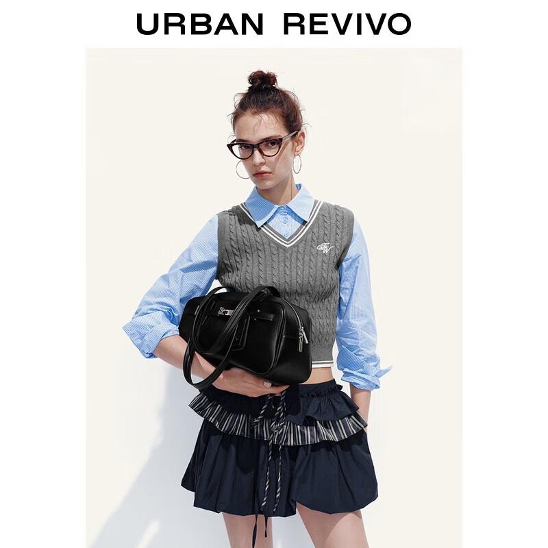 

UR 2025 Women s Collegiate Faux Two-Piece Plaid Knit Sweater XS