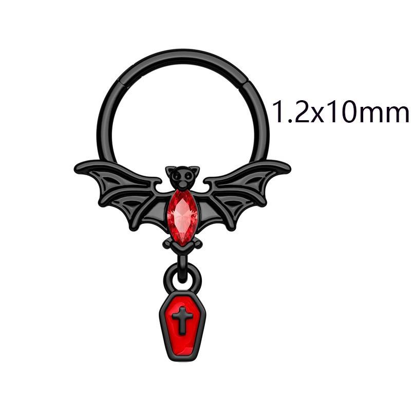 Dark Halloween Bat Stainless Steel Nose Stud Piercing Jewelry