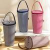 Thermal Lined Striped Tumbler Bag with Handle Insulated Water Bottle Carrier for Commuting Outdoor Activities