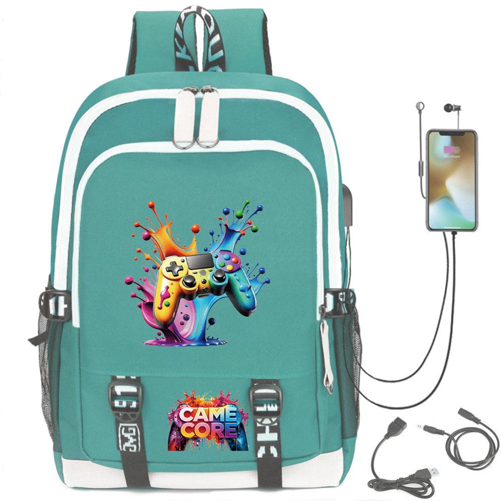 Digital Printing Gamepad Pattern Backpack Cartoon Elementary School Bag Large Capacity Usb Backpack