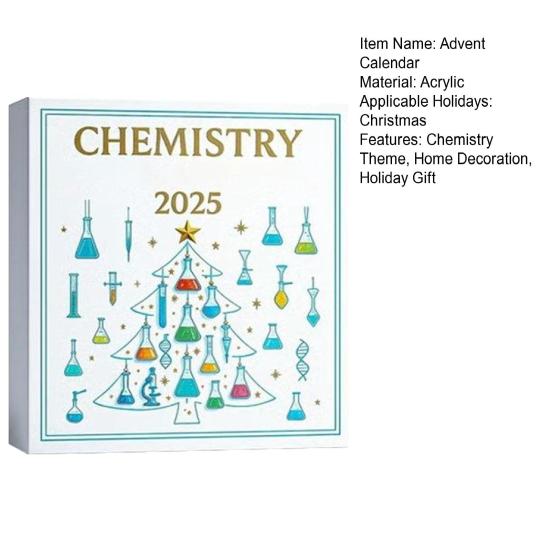 Chemistry Themed Advent Calendar Box 24-Day Countdown To Christmas Calendar Acrylic Hanging Ornament Xmas
