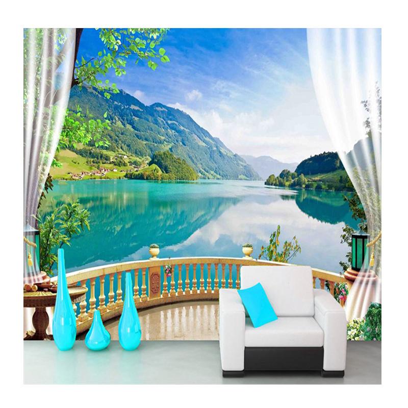 

Modern Sea View Wallpaper Coconut Tree 3D Stereo Landscape Mural Living Room Background Wall Mural 3D Home Decor 200 cm(W) x 140 cm(H)