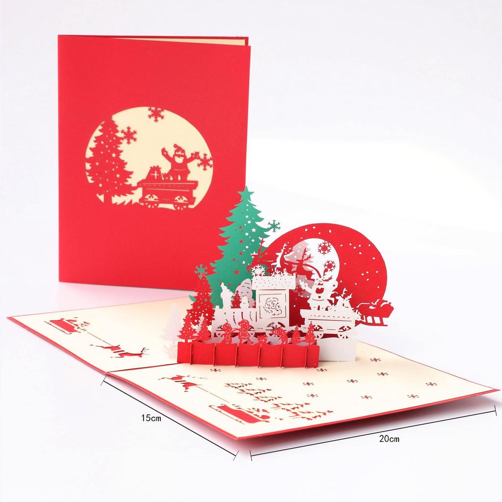 Pop-Up 3D Christmas Tree Card - Creative Holiday Greeting and Gift