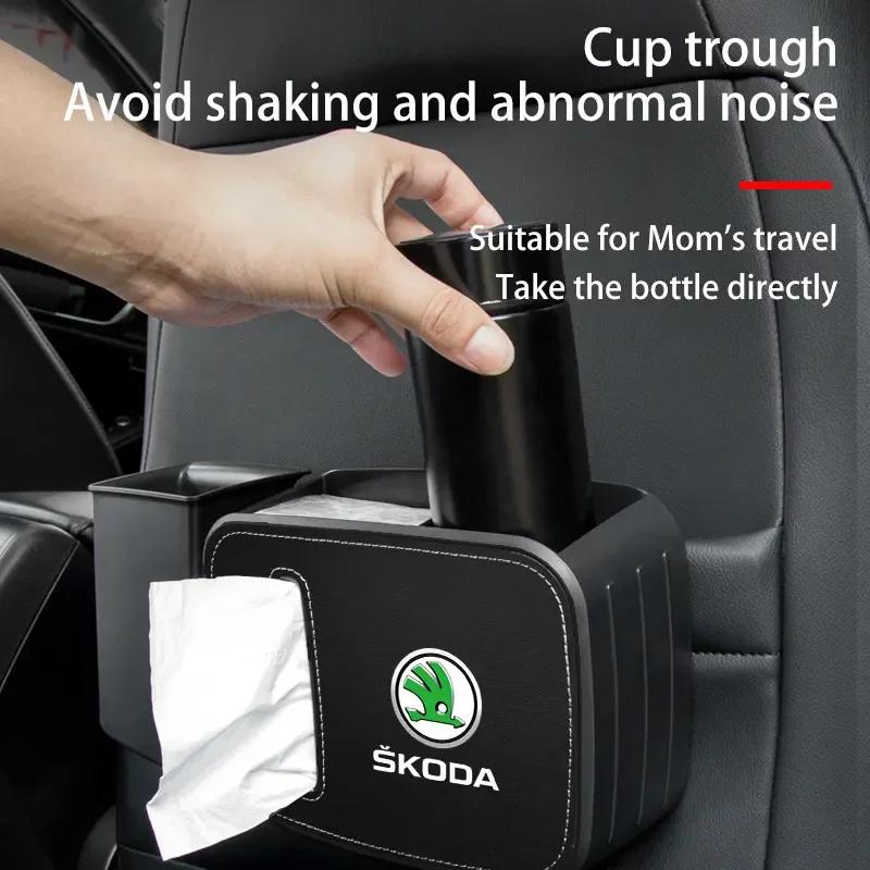 2025 New Car Hanging Trash Storage Box ABS Square Trash Can For Skoda Octavia Fabia Kamiq Kapoq Kodiaq Rapid SCALA Superb A5 A7 