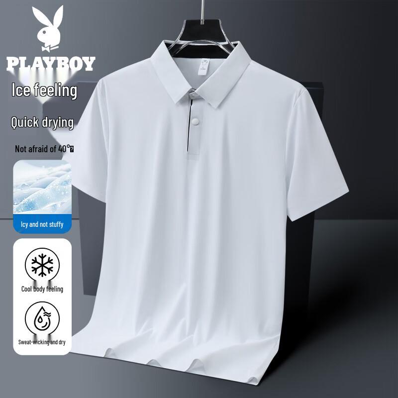 PLAYBOY Men s Ice Silk Polo T-Shirt 4XL