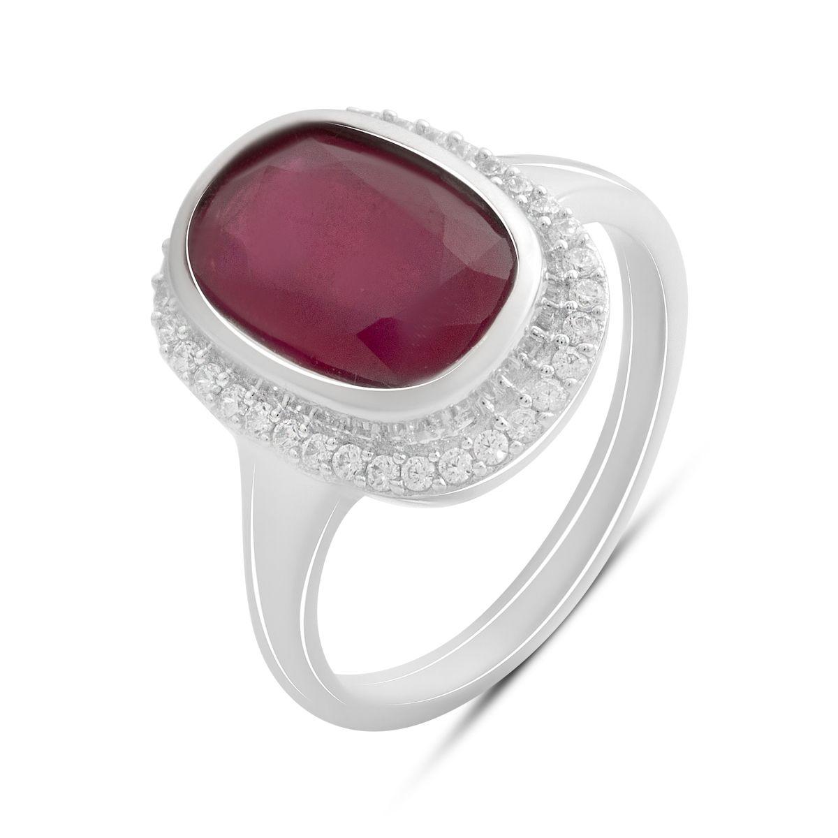 

Silver ring with natural ruby 6.048ct, item weight 5.98 g (2188001) 17.5 rubine червоний колір