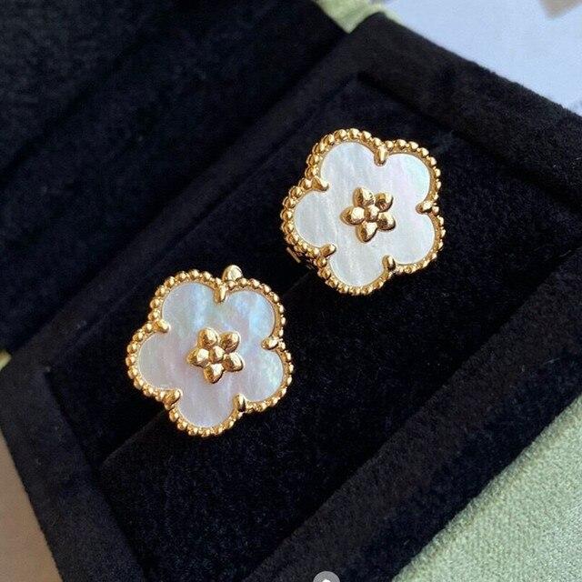 

Европейские ювелирные изделия премиум-класса, чистое серебро 925 пробы, белые серьги Fritillaria, сливовые женские темпераментные модные подарки на годовщину