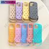 For Crocs Charms DIY Wrist Strap Holder Phone Case For iPhone 17 16 15 14 Pro Max Air 13 Solid Color Soft Silicone Back Cover